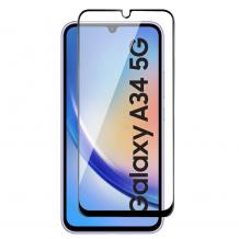 5D full cover Tempered glass Full Glue screen protector Samsung Galaxy A34 5G / Извит стъклен скрийн протектор с лепило от вътрешната страна за Samsung Galaxy A34 5G - черен кант