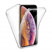 Tвърд гръб 360° със силиконова част за Apple iPhone XS Max - прозрачен