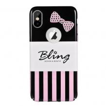 Луксозен твърд гръб с камъни SWAROVSKI за Apple iPhone X - панделка / Bling