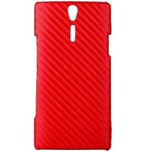 Заден предпазен капак / твърд гръб / Sony Xperia S Lt26i - червен / Carbon fiber