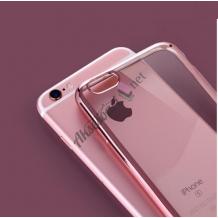Луксозен силиконов калъф / гръб / TPU за Apple iPhone 7 - прозрачен / Rose Gold кант