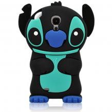 Силиконов калъф / гръб / TPU 3D за Samsung Galaxy S4 i9500 / Samsung S4 i9505 - Stitch / черен