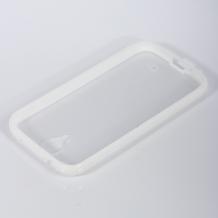 Заден предпазен твърд гръб / капак / със силиконов кант за Samsung Galaxy S4 i9500 / i9505 - прозрачен с бял кант