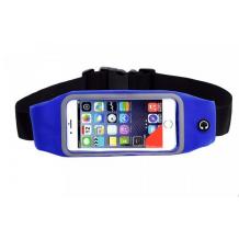 Универсален спортен калъф за кръста за смартфони с дисплей до 6.3 инча - тъмно син