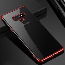 Луксозен силиконов калъф / гръб / TPU Fashion Case за Samsung Galaxy Note 9 - прозрачен / червен кант