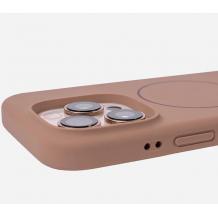 Луксозен гръб / кейс / Silicone Case с безжично зареждане MagSafe за Apple iPhone 16e - кафяв