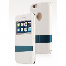 Луксозен кожен калъф Flip тефтер S-View Usams Lange Series за Apple iPhone 6 4.7" - бял