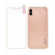 Луксозен твърд гръб COBLUE 360° FULL 2in1 за Apple iPhone X - Rose Gold / carbon