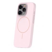 Луксозен гръб / кейс / Silicone Case с безжично зареждане MagSafe за Apple iPhone 16e - розов