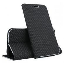 Луксозен кожен калъф Flip тефтер Vennus за Huawei Y6P - черен / carbon