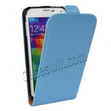 Кожен калъф Flip тефтер за Samsung Galaxy S5 mini G800 - светло син