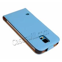 Кожен калъф Flip тефтер за Samsung Galaxy S5 mini G800 - светло син