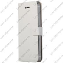 Луксозен ултра тънък / Ultra slim / кожен калъф със стойка за HTC One M7 - VIVA FINO - бял