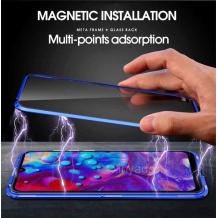 Магнитен калъф Bumper Case 360° FULL за Apple iPhone 7 / iPhone 8 - прозрачен / синя рамка