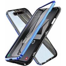 Магнитен калъф Bumper Case 360° FULL за Samsung Galaxy A80 - прозрачен / синя рамка