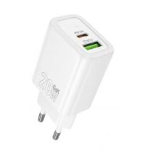 Универсално зарядно устройство / адаптер / HOCO N61 220V 20W / Type-C / USB Port - бяло