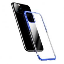 Луксозен твърд гръб Baseus Glitter Clear Case за Apple iPhone 11 6.1 - прозрачен / син кант