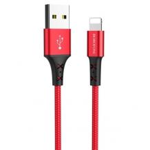 USB кабел за зареждане и пренос на данни / BOROFONE iPhone USB BX20 1m. FAST 2A - червен