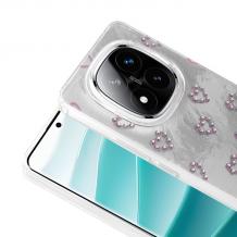 Луксозен силиконов калъф / гръб / TPU Ponti Case за Xiaomi Redmi Note 14 Pro - сив / сърца с камъни