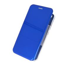 Луксозен кожен калъф Flip тефтер със стойка OPEN за Huawei Y5 2018 - син / гланц