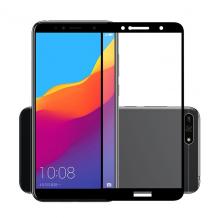 3D full cover Tempered glass screen protector Huawei Y6 2018 / Извит стъклен скрийн протектор Huawei Y6 2018 - черен