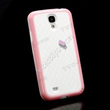 Силиконов калъф / гръб / TPU за Samsung Galaxy S4 S IV SIV I9500 I9505 - Cube Texture / бял с розов кант