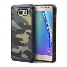 Твърд гръб със силиконов кант Camo Series за Samsung Galaxy S6 Edge G925 - синьо-сив / камуфлаж