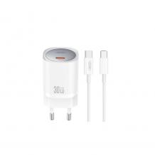 Зарядно устройство комплект XO CE20 PD 30W 1x USB-C + кабел USB-C - USB-C