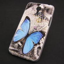 Силиконов калъф / гръб / TPU за Asus Zenfone Selfie ZD551KL (5.5) - сив / синя пеперуда