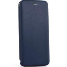 Луксозен кожен калъф Flip тефтер със стойка OPEN за Samsung Galaxy A51 - тъмно син