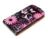 Кожен калъф Flip тефтер за Samsung Galaxy I9300 SIII / S3 - черен с цветя и пеперуди