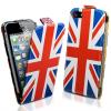 Кожен калъф Flip тефтер за Apple iPhone 5 - United Kingdom flag