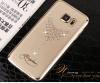 Луксозен твърд гръб KINGXBAR Swarovski Diamond за Samsung Galaxy S7 Edge G935 - прозрачен със златен кант / колие