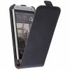 Кожен калъф Flip тефтер за HTC One Mini M4 - черен / гравирана кожа