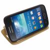Кожен калъф Flip тефтер S-View със стойка за Samsung Galaxy Core Plus G3500 - златист