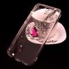 Луксозен силиконов калъф / гръб / TPU с камъни за Huawei P10 - прозрачен / розова пеперуда