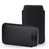 Кожен калъф с издърпване тип джоб за Sony Xperia X F5121 - черен