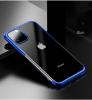 Луксозен силиконов калъф / гръб / TPU за Apple iPhone 11 Max - прозрачен / син кант