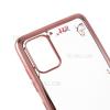 Луксозен силиконов калъф / гръб / TPU с камъни за Samsung Galaxy A51 - прозрачен / розови цветя / Rose Gold кант