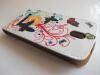 Кожен калъф Flip тефтер за HTC Desire 500 - бял с цветя и пеперуди