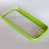Силиконов калъф / твърд гръб / тип джоб за Samsung Galaxy S4 Mini I9190 / I9192 / I9195 - прозрачен със зелен кант