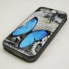 Силиконов калъф / гръб / TPU за Apple iPhone 4 / iPhone 4S - сив / синя пеперуда