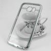 Луксозен силиконов гръб TPU Rowen с камъни за Samsung Galaxy S6 G920 - прозрачен / сребрист кант
