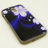 Силиконов калъф / гръб / TPU за HTC Desire 526G - син / бели цветя