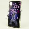 Силиконов калъф / гръб / TPU за Sony Xperia Z5 Premium - Айфелова кула / лилави цветя