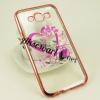 Луксозен силиконов калъф / гръб / TPU с камъни за Samsung Galaxy E7 / Samsung E7 - розово сърце / меден кант