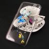 Луксозен твърд гръб 3D с камъни за Samsung Galaxy J5 / Samsung J5 - прозрачен / сини пеперуди