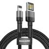 Оригинален USB кабел BASEUS Cafule Lightning Cable Special Edition за зареждане и пренос на данни - черен