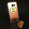 Луксозен силиконов калъф / гръб / TPU Emoticon за Samsung Galaxy S7 Edge G935 - Rose Gold / огледален / тъжен