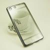 Луксозен силиконов калъф / гръб / TPU за Sony Xperia M5 - прозрачен с тъмно сив кант / точки